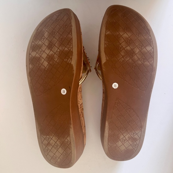 Worn Once! Donald Pliner FIFI Platino Embellished Satin Wedge Sandal 8.5 - Picture 13 of 15